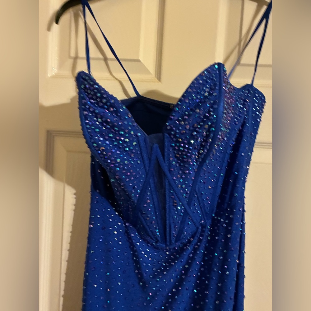Ashley Lauren 11560 Royal Blue Beaded Mermaid Prom or Pageant Gown
